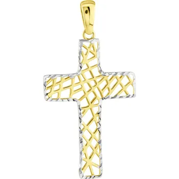Přívěsek GEMMAX Zlatý přívěsek Kříž – zlatý šperk ryzosti 585/1000 v Dárkovém balení s Certifikátem GUPCN-35311