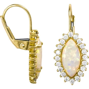 Náušnice GEMMAX Zlaté náušnice s Opálem Sagina – zlatý šperk ryzosti 585/1000 v Dárkovém balení s Certifikátem GLEYV-11241