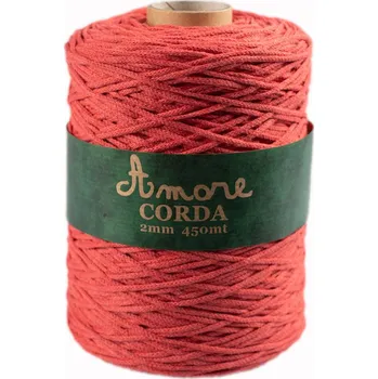 Příze Borgo de Pazzi Amore CORDA 2mm Oranžovočervená 432 (Špagátová příze Amore CORDA 2mm 432)