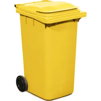 Popelnice Popelnice s kolečky, plastová, objem 120 l, žlutá