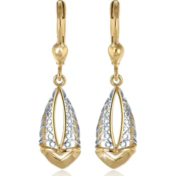 Náušnice GEMMAX Zlaté visací náušnice s filigrány - žluto-bílé zlato – zlatý šperk ryzosti 585/1000 v Dárkovém balení s Certifikátem GLECN-23511