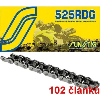 Řetězová sada pro motocykl Sunstar řetěz 525RDG barva černá, 102 článků