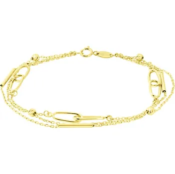 Náramek GEMMAX Působivý zlatý řetízkový náramek s přívěsky délka 18 cm – zlatý šperk ryzosti 585/1000 v Dárkovém balení s Certifikátem GLBYN-18-40911