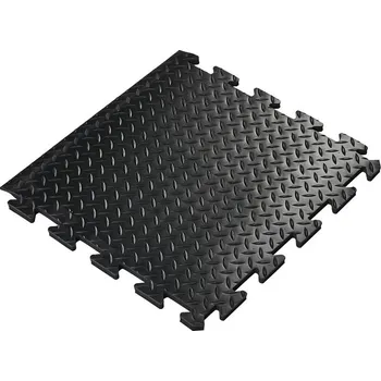 Venkovní dlažba Černá gumová protiúnavová průmyslová dlažba (okraj) - 50 x 50 x 1,5 cm