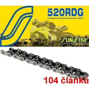 Řetězová sada pro motocykl Sunstar řetěz 520RDG barva černá, 104 článků