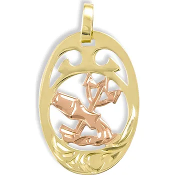 Přívěsek GEMMAX Zlatý přívěsek Vodnář – zlatý šperk ryzosti 585/1000 v Dárkovém balení s Certifikátem GUPCN-04831