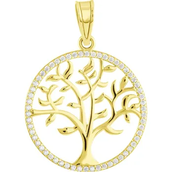 Přívěsek GEMMAX Působivý zlatý přívěsek Strom života zdobený zirkony – zlatý šperk ryzosti 585/1000 v Dárkovém balení s Certifikátem GLPYB-37761