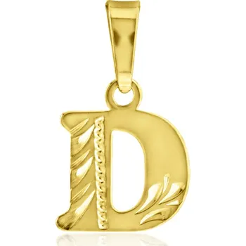 Přívěsek GEMMAX Original – garance kvality Zlatý přívěsek tiskací Písmenko D - ruční rytina – zlatý šperk ryzosti 585/1000 v Dárkovém balení s Certifikátem GUPYN-87881