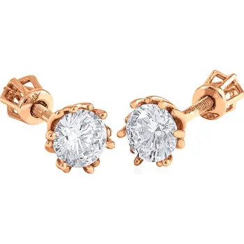 Náušnice Cutie Jewellery Z8001 Nádherné peckové náušnice z růžového zlata se zirkony Ø 5,6 mm model Z8001 – zlatý šperk ryzosti 585/1000 v Dárkovém balení s Certifikátem GLERB-32271