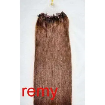MICRO RING 100 pramenů STŘEDNĚ HNĚDÁ #04,80g, 60cm,100% lidské vlasy k prodloužení