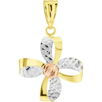 Přívěsek GEMMAX Zlatý přívěsek Čtyřlístek s korálkou z růžového zlata – zlatý šperk ryzosti 585/1000 v Dárkovém balení s Certifikátem GLPCN-39491