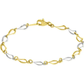 Náramek GEMMAX Zlatý náramek Gaya - žlutý a bílý lesk délka 18 cm – zlatý šperk ryzosti 585/1000 v Dárkovém balení s Certifikátem GLBCN-18-68681