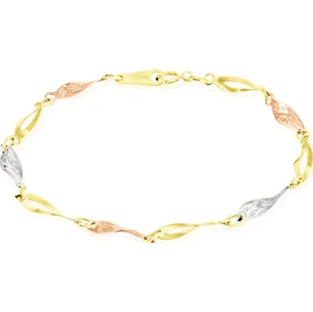 Náramek GEMMAX Zlatý náramek Tříbarevné zlato délka 20 cm – zlatý šperk ryzosti 585/1000 v Dárkovém balení s Certifikátem GLBCN-20-04211