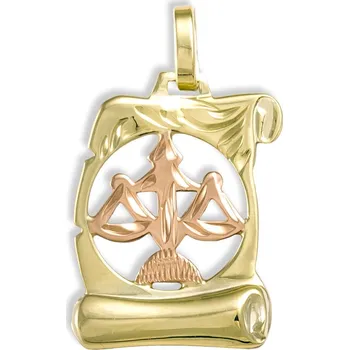 Přívěsek GEMMAX Zlatý přívěsek Váhy - měsíční znamení pergamen – zlatý šperk ryzosti 585/1000 v Dárkovém balení s Certifikátem GUPCN-00201