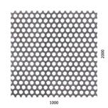 KOVIAN, s.r.o. Děrovaný plech kruhový přesazený Fe, otvor: ø 6.0 mm, rozteč: 9.0 mm, (1000x2000x1,5 mm)