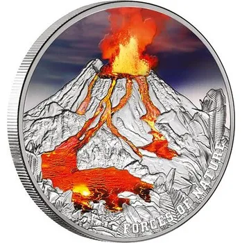 Exkluzivní stříbrná mince 2 Oz Volcano (Forces of Nature) 2023 Color Ultra High Relief PROOF