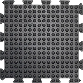 Venkovní dlažba Černá gumová protiúnavová průmyslová dlažba (střed) - 50 x 50 x 1,35 cm