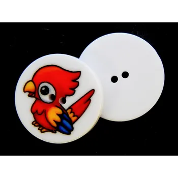 Knoflík GU365, Plastový knoflík, papoušek, 32 " / 1 kus