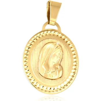 Přívěsek GEMMAX Zlatý přívěsek s Madonou - oválný, žluté zlato – zlatý šperk ryzosti 585/1000 v Dárkovém balení s Certifikátem GUPYN-23161