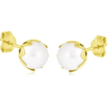 Náušnice GEMMAX Zlaté perlové náušnice Ø 7,2 mm na puzetu – zlatý šperk ryzosti 585/1000 v Dárkovém balení s Certifikátem GLEYP-39741