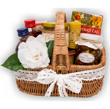 Dárkový potravinový koš Český koš Svatební dárkový košíček