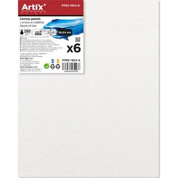 Textilie Main Papel S.L. Malířská plátna na desce 18×24cm sada (6ks) 280g/m2