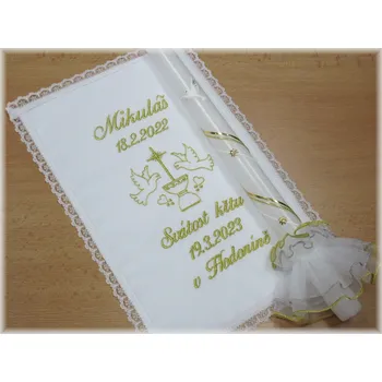 rouška Křestní sada 3D rouška, svíce, ozdoba dvojitá - vzor 0