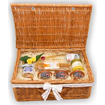 Dárkový potravinový koš Český koš Slaná proutěná truhlička