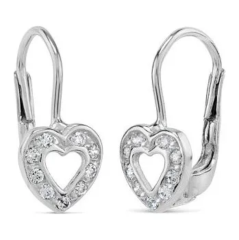 Náušnice Zlaté náušnice srdíčka pro děti se Swarovski Zirconia SILVEGO70312w