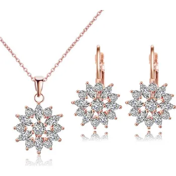 Souprava šperků B-TOP Dámská souprava ZIRKON FLOWER - růžové pozlacení