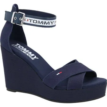 Dámské holínky Tommy Jeans Boty na klínku CHUNKY TAPE | Barva:tmavě modrá | Velikost:40