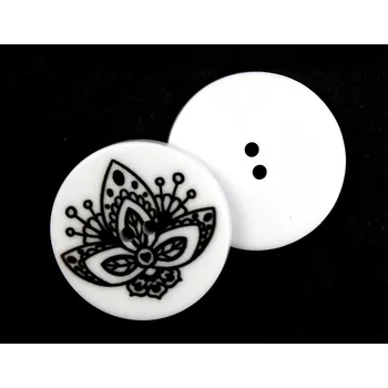 Knoflík GU462, Plastový knoflík, mandala, květ, 32" / 1 kus