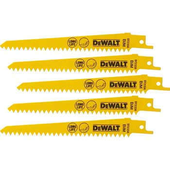 Příslušenství k nářadí DT2356 DEWALT BIMETALOVÉ PILOVÉ PLÁTKY 152 MM. 6 TPI, PRO ŘEZY PLASTU BEZ LÁMANÍ TŘÍSKY, 5 KS