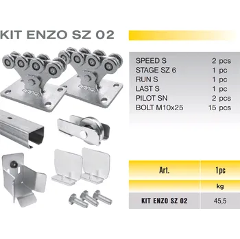 Pohon brány CAIS KIT ENZO SZ 02 Sestava pro posuvnou samonosnou bránu do 4,5 m a 450 kg váhy s POZINKOVANOU ŠÍNO