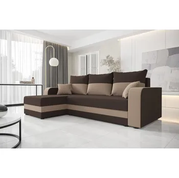 Sedací souprava Rohová sedací souprava s opěrkami HORTENZIE - tmavě hnědá / hnědá