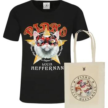 Dámské oblečení Pinko Tričko + nákuní taška MERCOLEDI PINKO X LUCIA HEFFERNAN | Barva:černý | Velikost:L