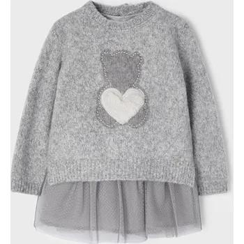 Kojenecká souprava Mayoral pletené šaty 3V1 2941,růžové,šedé barva: šedá, Rozměr: 98