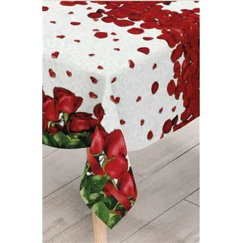 ubrus Ubrus PVC 116B metráž lístky červených růží šířka 140 cm