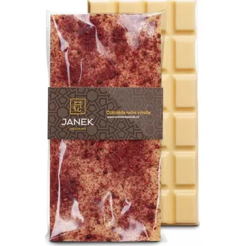 Čokoláda JANEK Bílá čokoláda s drcenými lyofilizovanými malinami a ostružinami 85 g