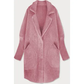 Dámská halenka Dlouhý vlněný přehoz přes oblečení typu "alpaka" v lososové barvě (7108) odstíny růžové uni velikost