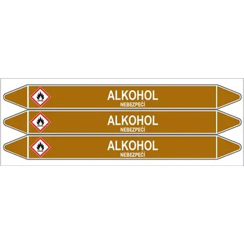 samolepka Značení potrubí, alkohol,3 ks, 355 × 37 mm