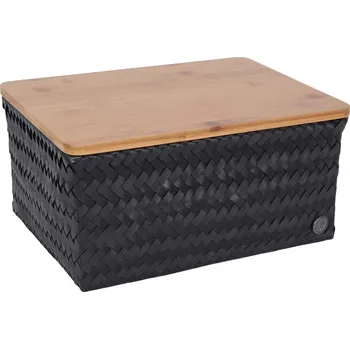 Úložný box HANDED BY Úložný koš s bambusovým víkem Top Fit large, black