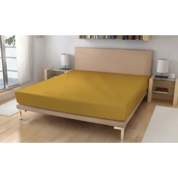 Prostěradlo Polášek Holešov Prostěradlo jersey č.66 hořčicová 100% bavlna Hnědá 90x200 15 - 18 cm