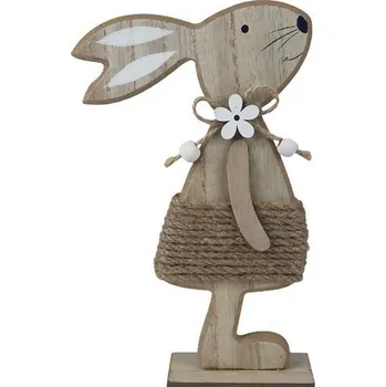 Velikonoční dekorace Dekorační zajíc s květinkou 19,5 cm (Velikonoční dřevěný zajíc, zajíček,jaro, Velikonoce)