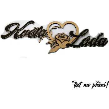 Svatební dekorace VypálímTi.cz Srdce se jmény - dekorace z lásky 45cm