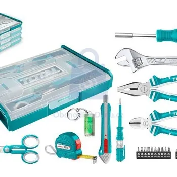 Sada nářadí Sada nářadí 29 ks, TOTAL klíče, hroty, nástavec s rukojetí, žkoušečka, nůž, metr, balení 1 sada