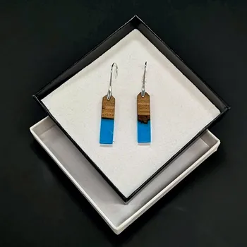 Náušnice AMADEA Dřevěné náušnice z pryskyřice modré - mix barev