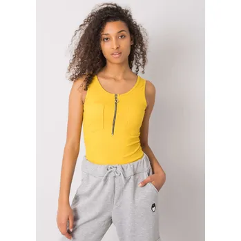 Žlutý pruhovaný top Fashionhunters hořčicová 1643617