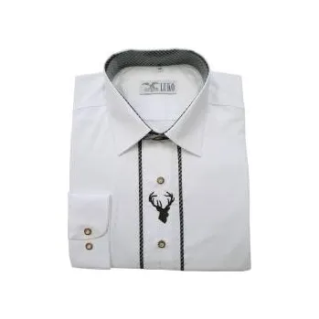 Pánská košile Luko Myslivecká košile bílá s výšivkou - dlouhý rukáv - Velikost 46