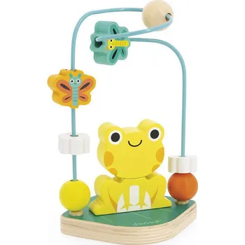 Hračka pro nejmenší Janod Smyčkovací hlavolam Žabka Tropik